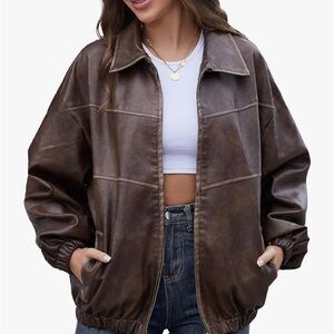 brand new /  size small Women's Brown faux leather Jacket bakyarder